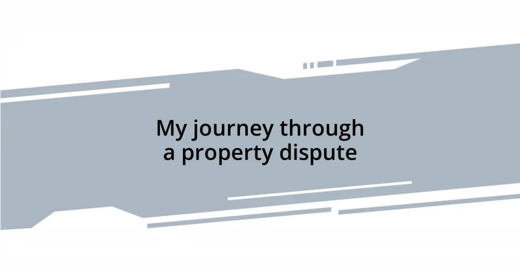 My journey through a property dispute