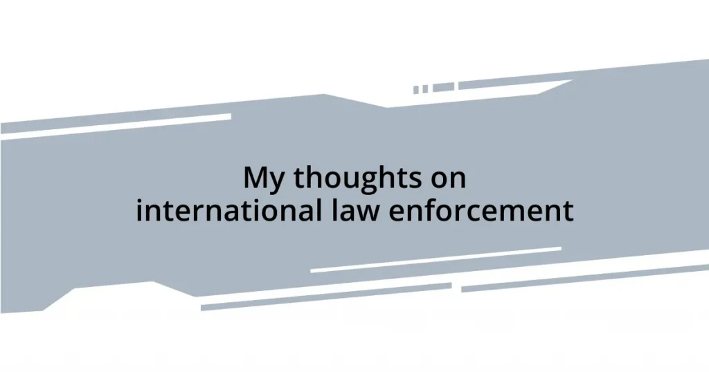 My thoughts on international law enforcement