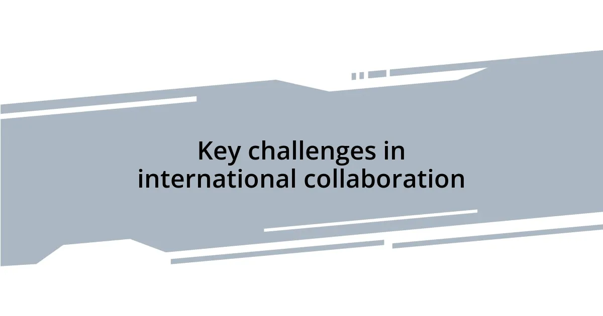 Key challenges in international collaboration