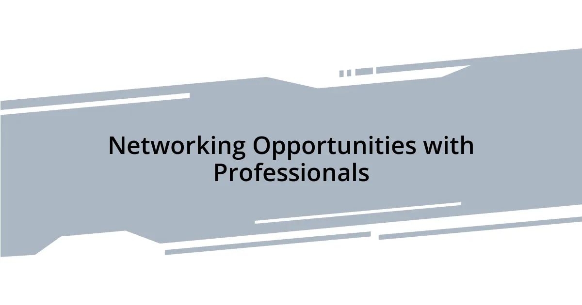 Networking Opportunities with Professionals