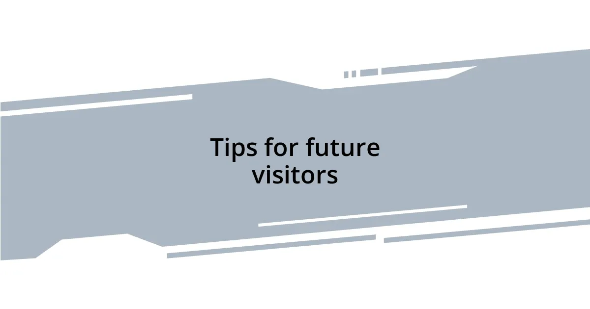 Tips for future visitors