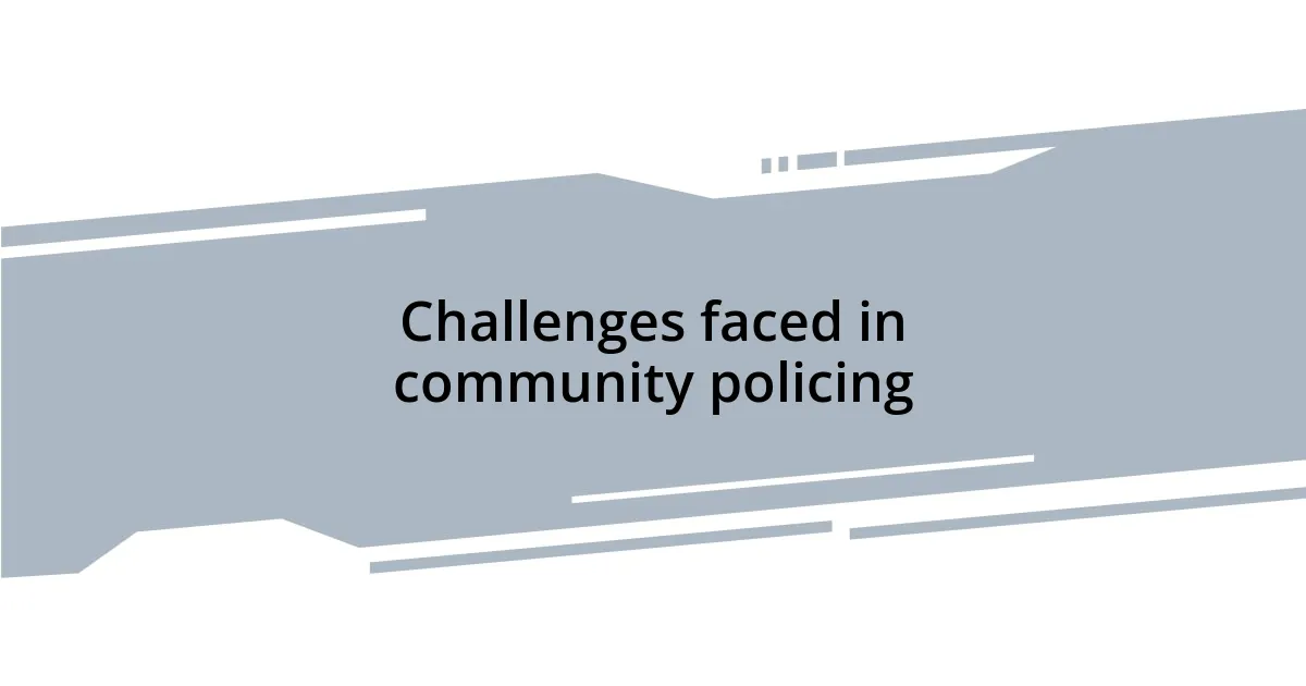 Challenges faced in community policing