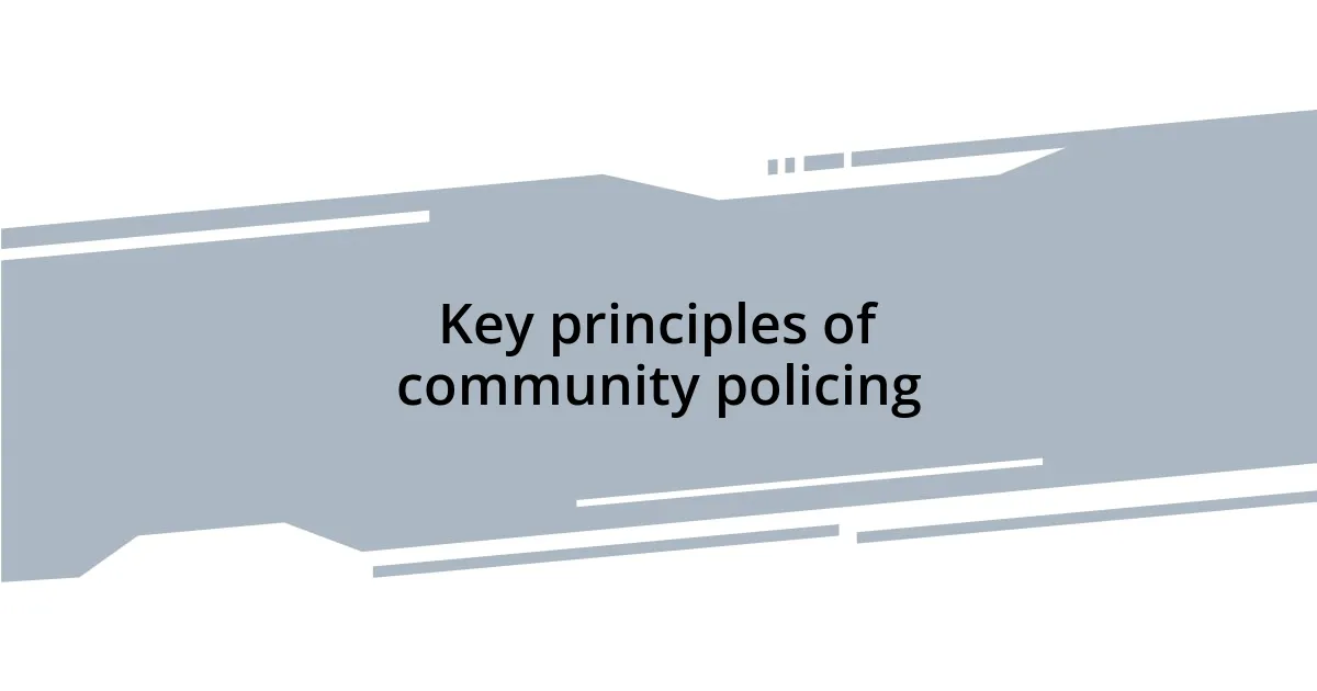 Key principles of community policing