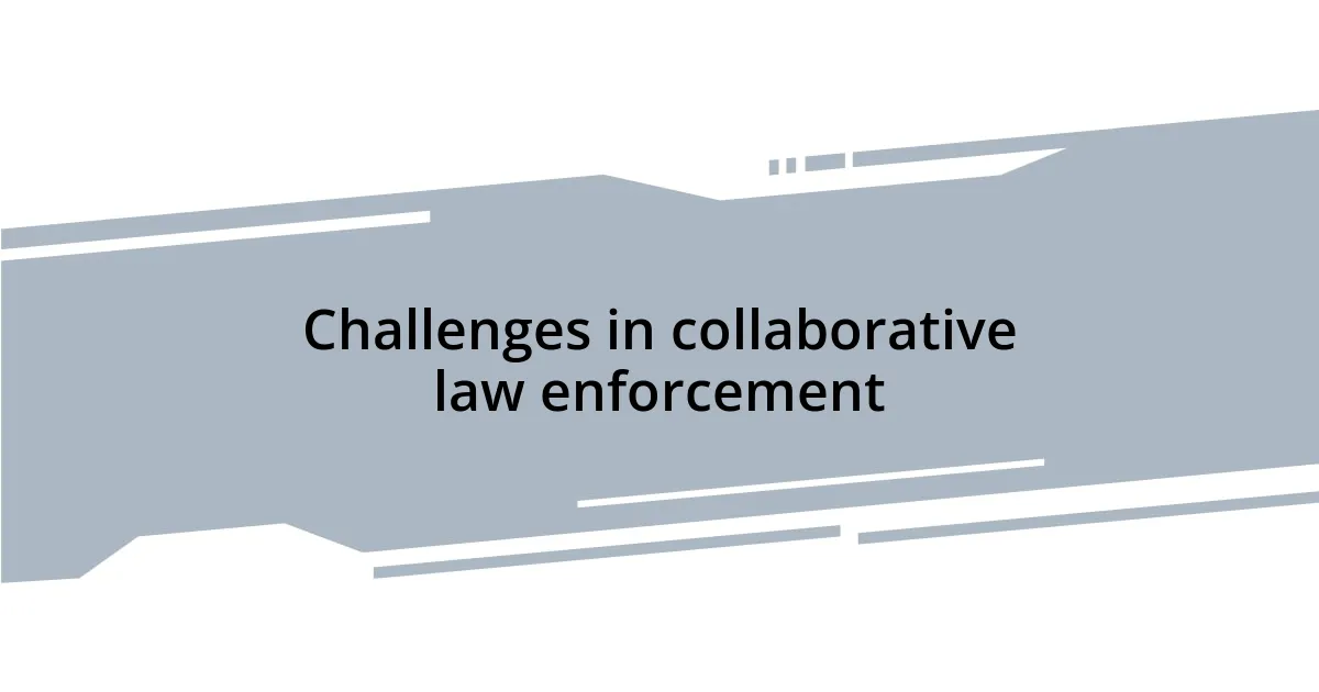Challenges in collaborative law enforcement